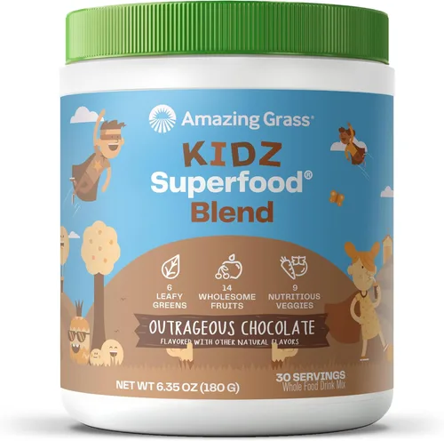 Miniatura 9 de Amazing Grass Kidz Superfood: Vegetales orgánicos, frutas y verduras, polvo de raíz de remolacha y probióticos para niños saludables, explosión