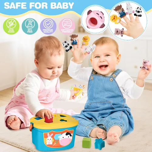 Miniatura 6 de Juguetes para bebés de 6 a 12 meses, juguetes Montessori 6 en 1 para niños de 1 año, juguete sensorial suave para dentición, tazas y bloques