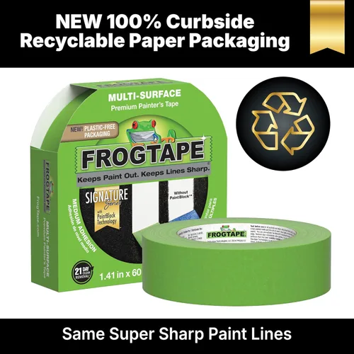 Miniatura 6 de FrogTape Cinta para pintores multisuperficie con bloque de pintura, 1 pulgada de ancho (0.94 pulgadas x 60 yardas), adherencia media, verde, 1 rollo