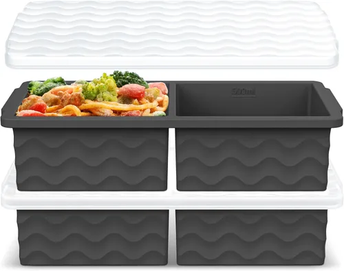 Miniatura 9 de Aopigavi Bandeja de silicona para congelador con tapa, moldes para congelador de sopas de 2 tazas, bandejas grandes para cubitos de hielo