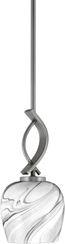 Miniatura 30 de Toltec Lighting Cavella Stem Colgado Mini colgante, acabado grafito, vidrio de muselina blanca de 4 pulgadas