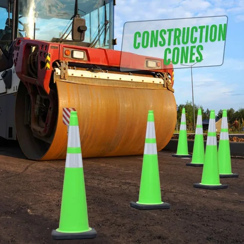 Miniatura 3 de BESEA Paquete de 6 Conos de Seguridad de Tráfico de 36 Pulgadas, Conos de Estacionamiento Verdes para Carretera, Conos de Construcción
