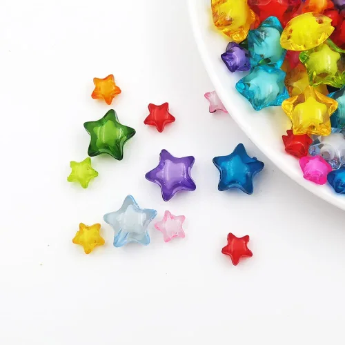 INSPIRELLE 250 Piezas Cuentas de Acrílico en Forma de Estrella 2 Tamaños Cuentas en Cuenta para Hacer Joyería Artesanal