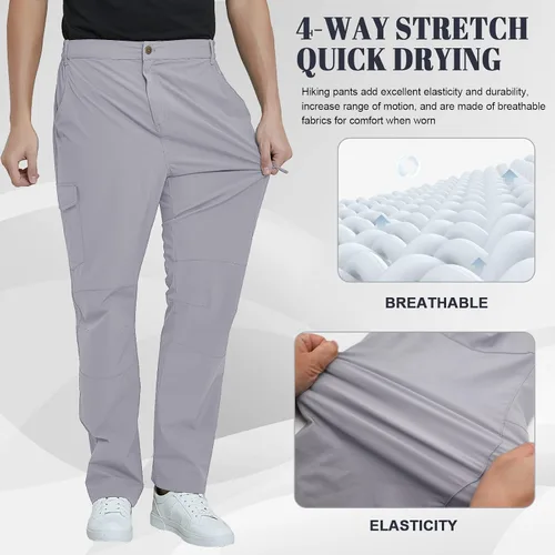 Miniatura 5 de MEETYOO Pantalones cargo de senderismo para hombre, impermeables, tácticos, ligeros, elásticos, para acampar
