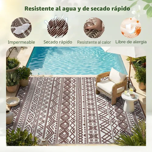 Miniatura 4 de MontVoo Alfombra de exterior impermeable de 5 x 8 pies, para patio al aire libre, pajita de plástico reversible, alfombra de exterior para caravana
