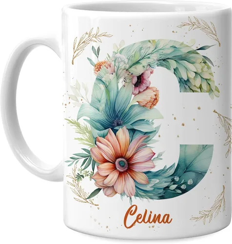 Miniatura 10 de Hyturtle Taza de café personalizada con inicial con nombre, monograma de cumpleaños, regalos de Navidad para niñas y mujeres, letra A del alfabeto