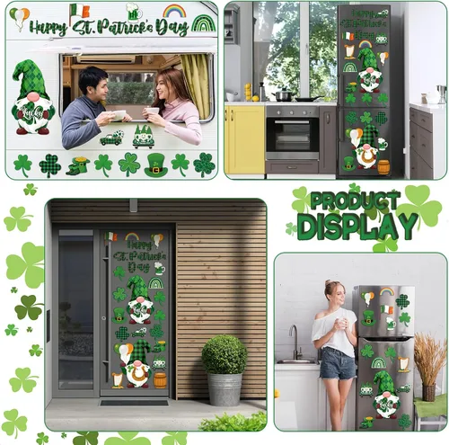 Miniatura 7 de 25 piezas de imanes de refrigerador de gnomos del Día de San Patricio Adhesivos magnéticos de decoración de fiesta irlandesa de trébol