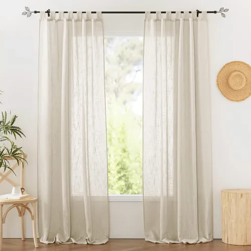 Miniatura 12 de RYB HOME - Cortinas de lino con textura transparente, 2 paneles