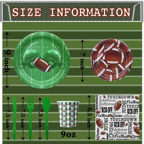 Miniatura 2 de Suministros para fiestas de fútbol, platos y servilletas para fiestas de fútbol
