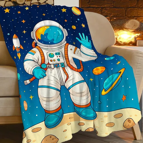Miniatura 4 de Manta de Astronauta Manta de Astronauta Acogedora y Cálida Hombre del Espacio Manta de Vellón Suave Esponjosa de Felpa Manta Ligera Suave Decoración