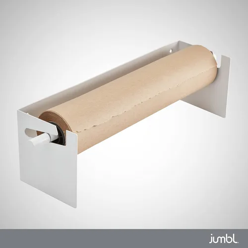 Miniatura 6 de Jumbl Dispensador de papel kraft montado en la pared de 8 pulgadas Rollo de papel colgante con cortador para cocina, sala de bricolaje, oficina