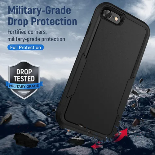 Miniatura 6 de Funda para iPhone SE 2022 (3ª)/2020 (2ª)/iPhone 7/8, con protector de pantalla, [prueba de caídas de grado militar], resistente, resistente, a Negro
