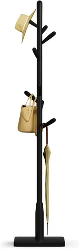 Miniatura 17 de Perchero de madera maciza, perchero independiente en forma de árbol con 11 ganchos, poste principal de 1.6 pulgadas de diámetro para ropa, soporte