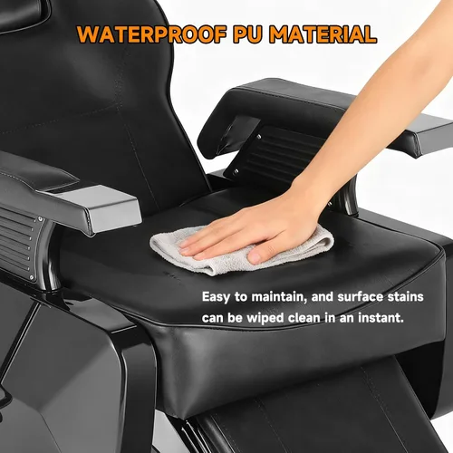 Miniatura 9 de Silla de peluquería hidráulica reclinable silla de peluquería sillas de peluquería silla de pelo 360 grados giratoria sillas de peluquería para Negro
