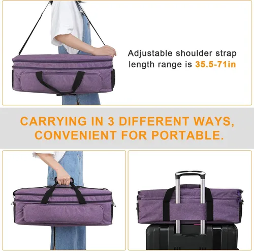 Miniatura 3 de Luxiv Estuche de transporte de doble capa para Cricut Explore/Air/Maker - Bolsa portátil de 2 capas para máquinas de corte Cricut Morado
