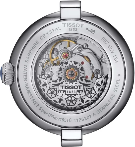 Miniatura 3 de Tissot Bellissima Automatic 316L - Reloj automático de acero inoxidable para mujer, azul, cuero, 5 (T1262071601300), Azul