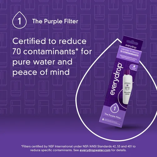 Miniatura 4 de everydrop by Whirlpool Filtro de refrigerador para hielo y agua 1, EDR1RXD1, paquete individual, morado