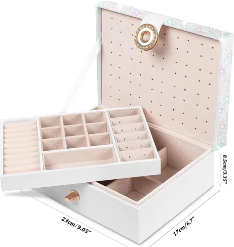 Miniatura 6 de QBestry Organizador de aretes de tuerca para niñas, caja organizadora de joyas, caja de aretes para niñas, caja de joyería para niñas, organizador