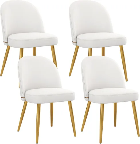 Miniatura 10 de KCC Juego de 2 sillas de comedor modernas de piel sintética, sillas de cocina tapizadas, sillas laterales sin brazos con respaldo curvado y patas