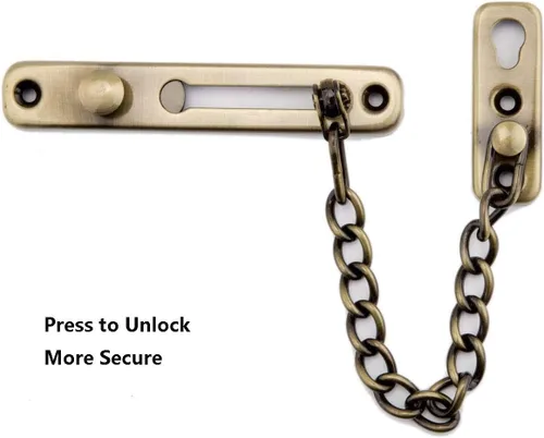 Miniatura 5 de Cerradura de puerta de cadena de acero inoxidable, resistente, pestillo interior de la puerta, cerradura de puerta sin llave, añade seguridad Verde