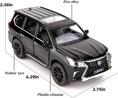 Miniatura 4 de BDTCTK 1/32 Compatible con Lexus LX570 Off-Road en SUV de lujo, auto de juguete de aleación de zinc con sonido y luz para regalo para niños y niñas
