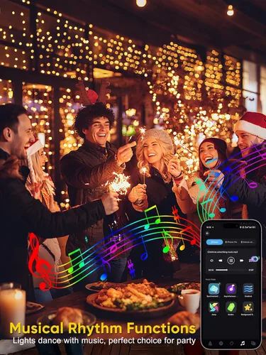 Miniatura 8 de Guhope - Luces de Navidad inteligentes que cambian de color, 400 focos LED RGB de 132 pies, luces de cadena de Navidad con aplicación y control
