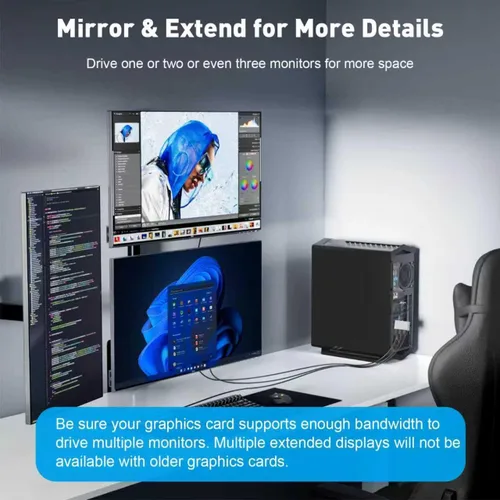 Miniatura 2 de UANTIN Divisor DisplayPort a HDMI para 3 monitores, adaptador de pantalla extendida 4K @60Hz, 1 DP en 3 salidas HDMI MST Hub para múltiples