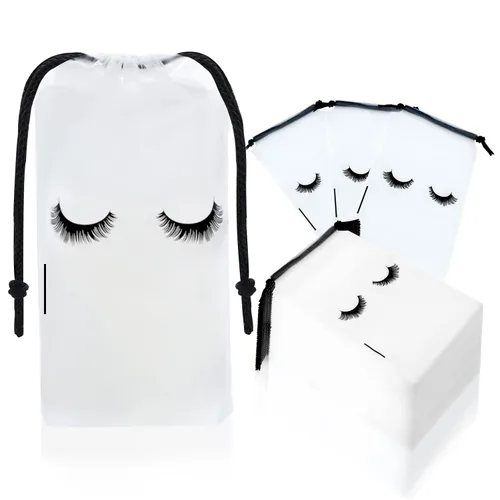 Rohuis 50 bolsas de pestañas para clientes – Bolsas de muestras de champú cosmético con cordón para mujeres y niñas, suministros para pequeñas