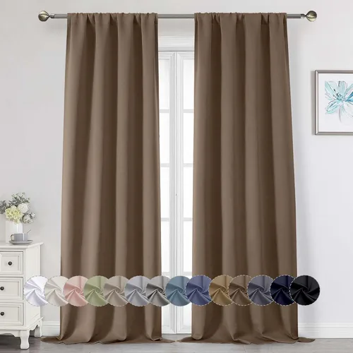 Miniatura 43 de Cortinas opacas para dormitorio, sala de estar, juego de 2 paneles de 54 pulgadas de largo, cortinas de oscurecimiento de habitación con aislamiento