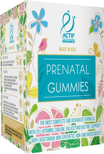 Miniatura 5 de ACTIF Gomitas prenatales con más de 27 vitaminas orgánicas y mezcla de hierbas orgánicas, sin OMG, 100% vegetarianas, 90 unidades, fabricadas