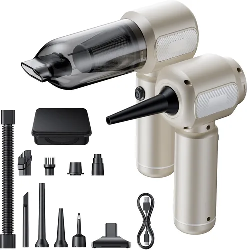 REWONDER Aspiradora de coche de alta potencia, aspiradora de 22000 Pa y plumero de aire de 110000 RPM, aspiradora de mano con batería de 7800 mAh,