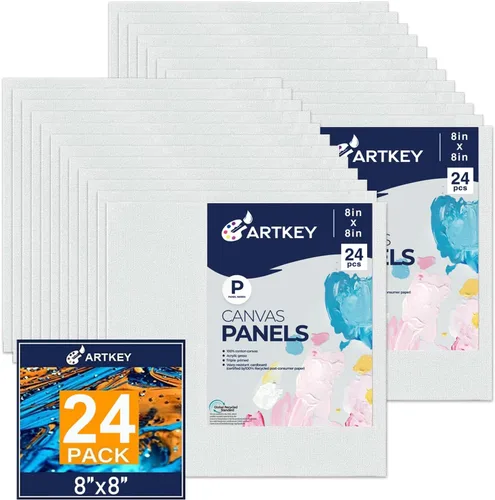 Miniatura 17 de Artkey Lienzos para pintar de 8 x 10 pulgadas, paquete de 12 unidades, 10 onzas, imprimados 100% algodón, blanco para pintura, suministros de arte
