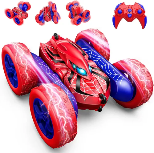 Miniatura 9 de Excitobo Coche de Control Remoto, Coches RC para Niños de 4, 5, 6, 7, 8, 9, 10, 11, 12 Años, Coche RC de Derrape 4WD Recargable con Doble Cara y Azul