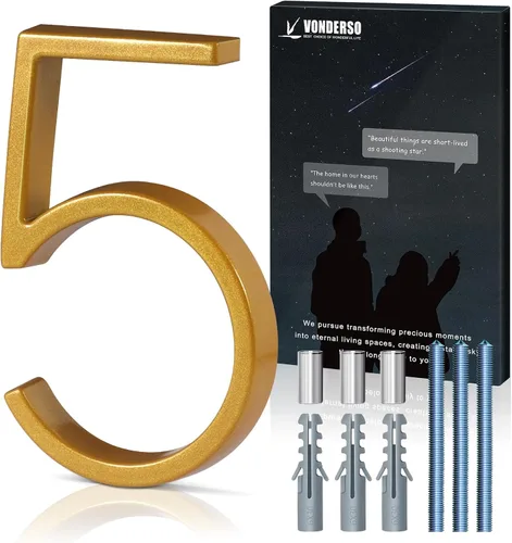 Miniatura 35 de VONDERSO Números flotantes de casa de 5 pulgadas para exteriores, números de dirección modernos de metal antioxidante (3), números de buzón Negro 3