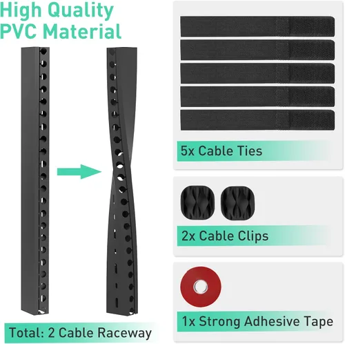Miniatura 4 de ENONCI Kit Actualizado de Canaleta para Cables - 154 (10x15.4) Pulgadas de Cubiertas de Ranura Abierta para Cables, Sistema de Gestión de Cables