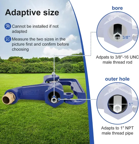 Miniatura 3 de Cabezal de hidrante de incendios para patio, se adapta a varilla de rosca macho de 3/8 "-16UNC, tubo de rosca macho NPT de 1 pulgada, para patio