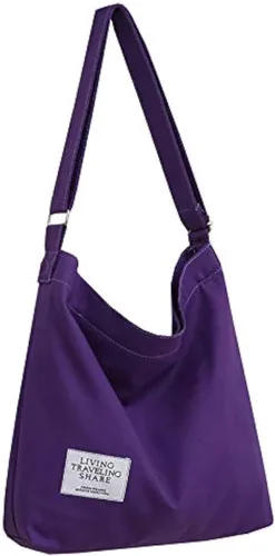 Covelin - Bolsa de hombro informal de lona para mujer, estilo bohemio y retro, bolsa de mano, bolso cruzado, tamaño grande