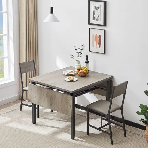 Miniatura 4 de KEVINSPACE Mesa de comedor plegable de 63.2 pulgadas, mesa de comedor extensible de madera MDF, mesa de comedor de hojas colgantes de madera
