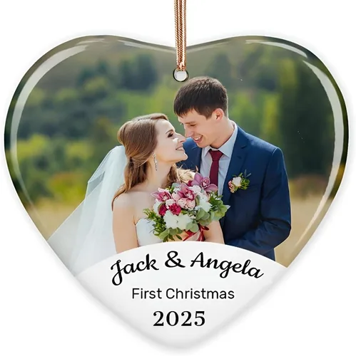 Miniatura 6 de Adornos de Navidad personalizados con foto, adorno de imagen de vidrio personalizado con nombres, decoración de cristal de árbol de Navidad, regalo