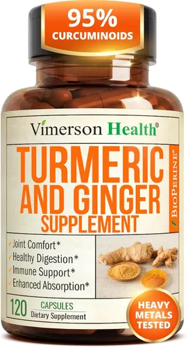 Miniatura 12 de Suplemento natural de apoyo para las articulaciones con BioPerine y 95 % de curcuminoides; contiene curcumina de cúrcuma, cúrcuma, jengibre