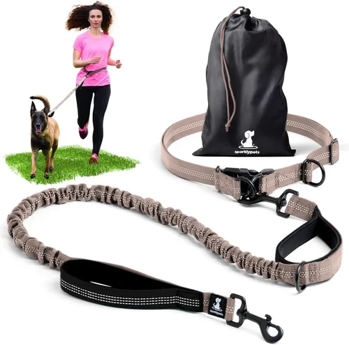 Miniatura 19 de SparklyPets Double Bungee Waist 2 Dog Leash with Back Brace – Dual Dog Leash for Medium/Large Breeds – Running Belt Fanny Pack with Phone, Waste