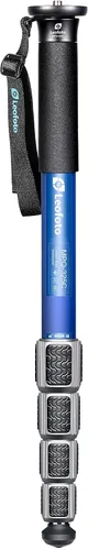 Leofoto MPQ-325C Monopod, fibra de carbono premium, resistente al agua, sección de 5 patas, perno de montaje convertible, correa de muñeca (azul)