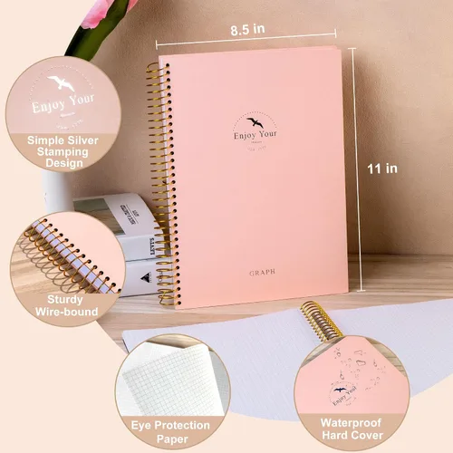 Miniatura 3 de FLYING EAGLE 8.5 x 11 Cuaderno de gráficos grande de papel en espiral, cuaderno de cuadrícula gráfica en espiral, 210 páginas, cuaderno de tapa dura