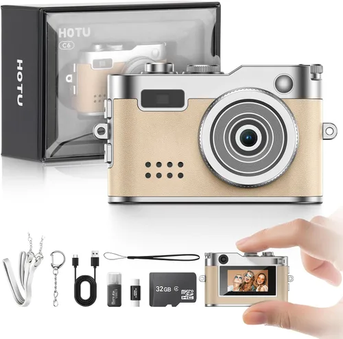 Miniatura 14 de HOTU Mini cámara digital con llavero, mini cámara Y2K de tamaño bolsillo, cámara pequeña de 2 MP 1080P con tarjeta de 8 GB, grabadora de video