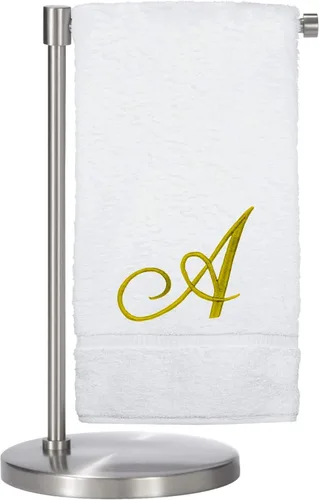 Miniatura 137 de Script R - Toalla de baño con monograma, regalo personalizado, 27 x 54 pulgadas, juego de 1 toalla bordada con texto dorado, 100% algodón turco