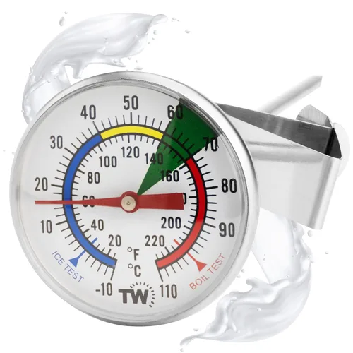 Miniatura 5 de Termómetro de leche para vaporizar leche - Ideal como termómetro de temperatura de café con sonda de acero inoxidable de 175 mm y clip para café