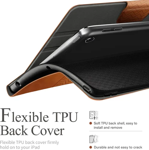 Miniatura 5 de auaua Funda para iPad de 9ª/8ª/7ª generación de 10.2 pulgadas (versión 2021/2020/2019), con soporte para lápices, piel vegana, funda inteligente