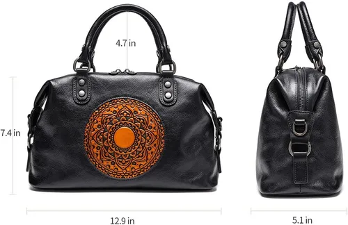 Miniatura 6 de Bolsos de cuero genuino para mujer, bolso cruzado retro Mandela