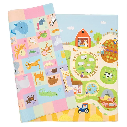 Miniatura 8 de Baby Care - Alfombra de juego (grande, diseño de Hygge, Aztec & Arbor) de 82 x 55 pulgadas, original de una pieza, reversible, enrollable
