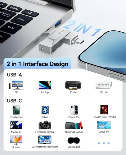 Miniatura 3 de ORICO Unidad flash USB 3.0 de doble puerto de 32 GB, 150 MB/s de lectura de 70 MB/s, escritura de 70 MB/s, inspirada en Cybertruck con rotación